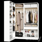 Trueliving 5 Door Corner White wardrobes Laminated Finish & PU Finish with Drawers 8Ft *2Ft *9Ft -2438.4MM X 609MM X 2743.2MM)